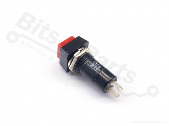 Push button (on/off) 11mm square red 250V / 1A